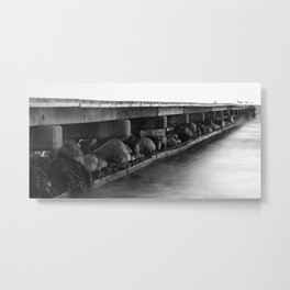 Pier black white Metal Print | Island, Meer, Black and White, Steine, See, Wasser, Blackwhite, Seabridge, Stones, Lake 