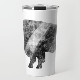Bison - Black and White - Silhouette - Painted Travel Mug