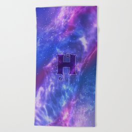 Blue Galaxy Aurora Milky Way Design with "  H " Letter Personalized iPhone Case Beach Towel