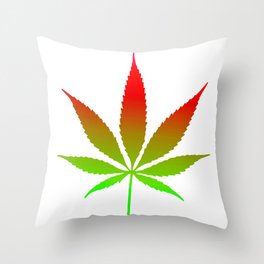 Red Orange Green Marijuana Weed Leaf Throw Pillow