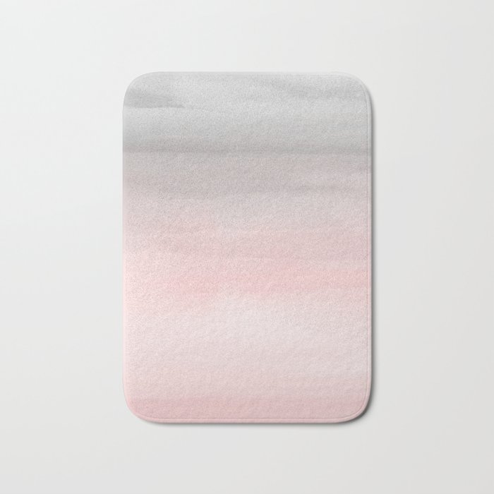 Blushing Pink & Grey Watercolor Bath Mat