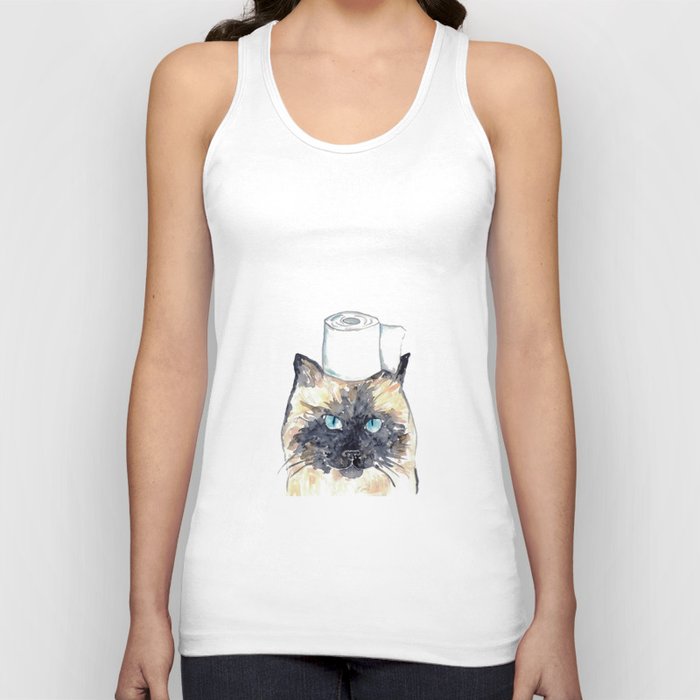 Siamese cat toilet Painting Wall Poster Watercolor Tank Top