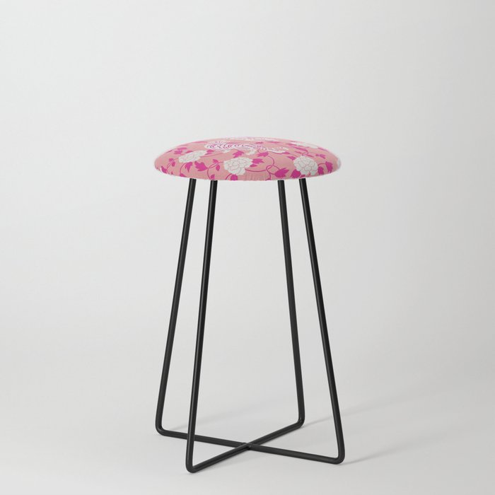 Pink Tigers, Chinese Tiger Pattern Counter Stool