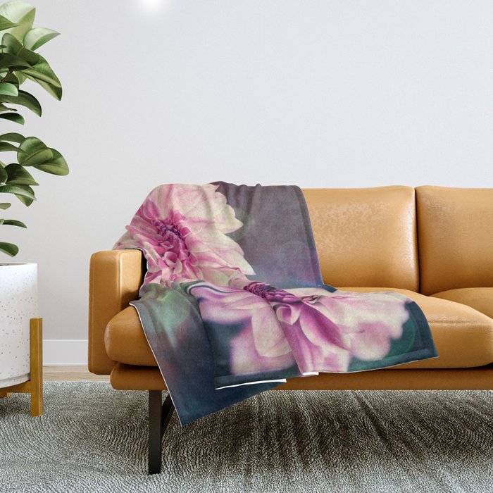 Pink Dahlia bokeh effect Throw Blanket