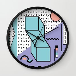 Memphis Pattern - 80s Retro - Pastel Colors Wall Clock