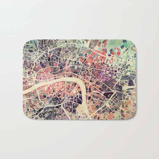 London Mosaic Map #1 Bath Mat