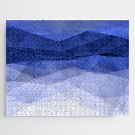 Imperial Sapphire - Blue Triangles Minimalism Geometry Jigsaw Puzzle