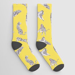 Water Tigers New Year Pattern on Sunshine Yellow Socks