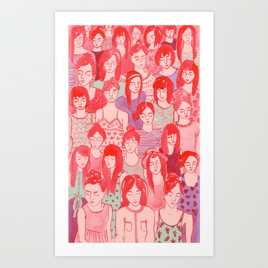 Girl Crowd Art Print