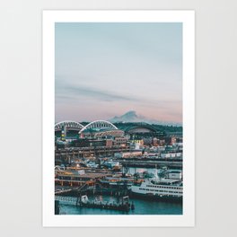 Seattle & Mount Rainier Art Print