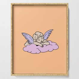cupid cherub sleepy angel of love cute illustration  Serving Tray
