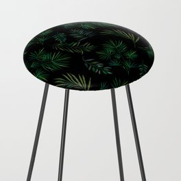 Embroidered Green Leaves Counter Stool