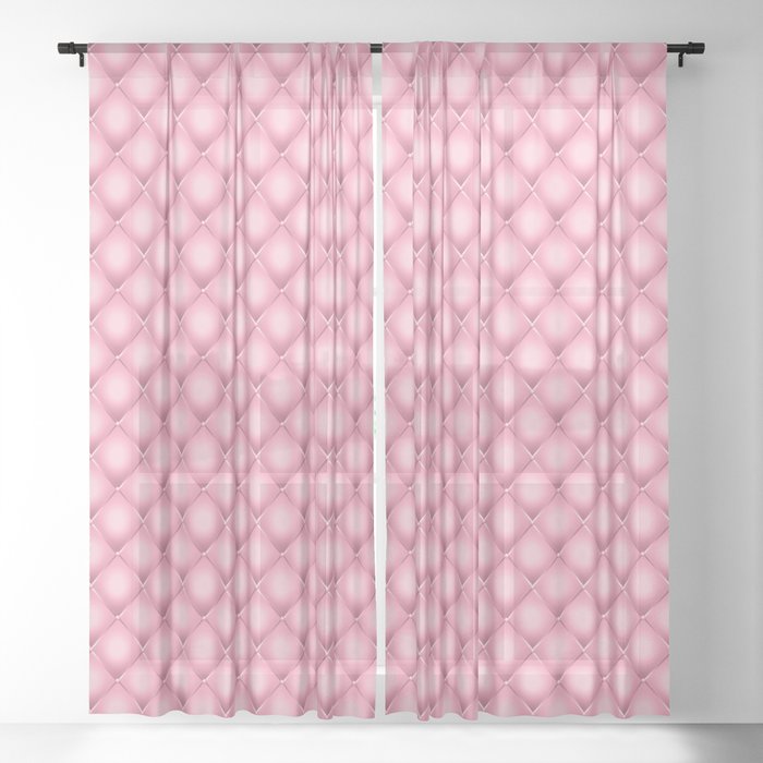 Glam Pink Tufted Geometric Pattern Sheer Curtain