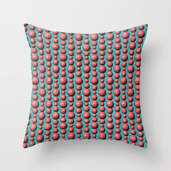 Bead Pattern, Coral & Turqoise Throw Pillow
