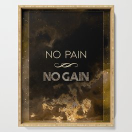 No Pain No Gain Black and Gold Motivational Art Serving Tray