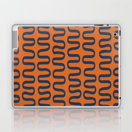 Abstract Shapes 267 in Navy Blue and Orange (Snake Pattern Abstraction) Laptop Skin