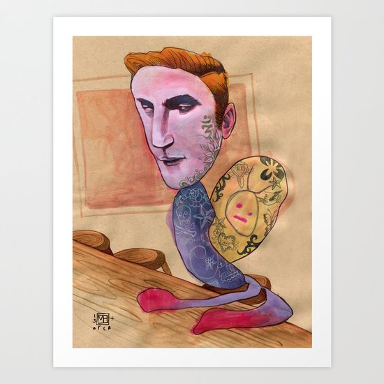 TATTOOED SNAIL DUDE Art Print