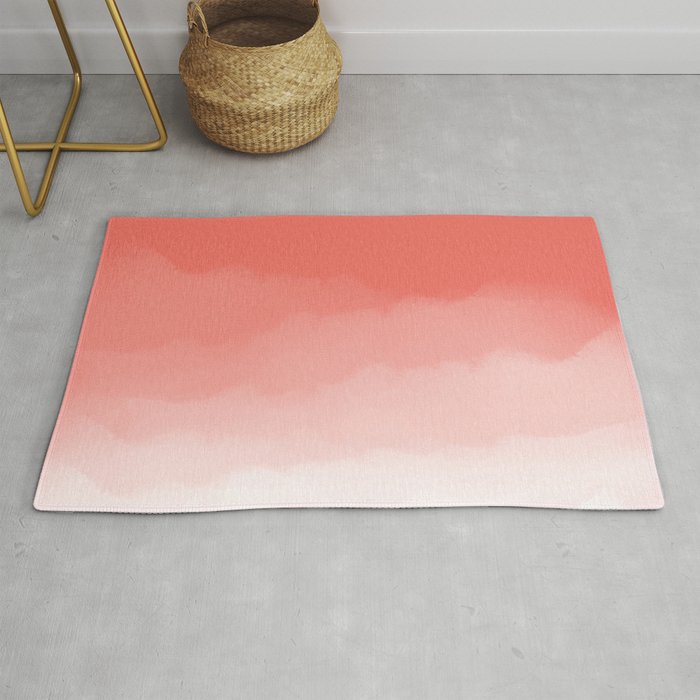 Living Coral Watercolor Ombre (Pantone Living Coral) Rug
