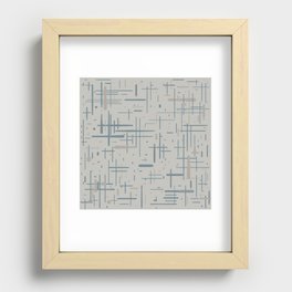 Mid-Century Modern Kinetikos Pattern in Pale Neutral Blue Gray Tones Recessed Framed Print