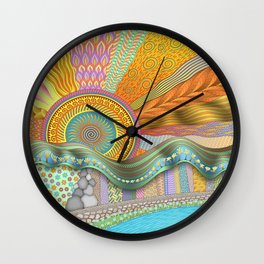 Sunrise In Finger Tree Forest Wall Clock