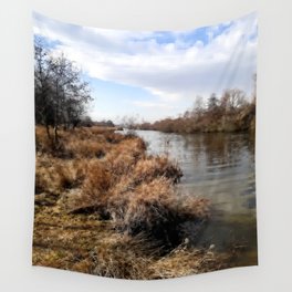 River flow at the end of winter pixel art Wall Tapestry