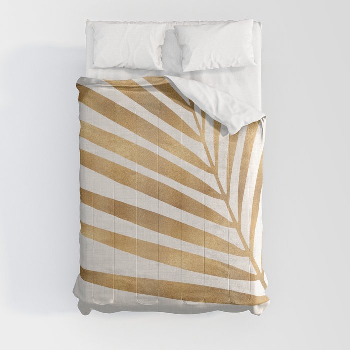 Metallic Gold Palm Leaf Comforter