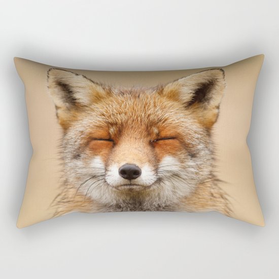 Zen Fox (Red Fox smiling) Rectangular Pillow