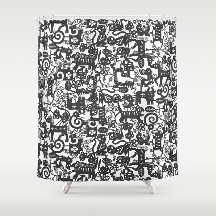 paper zodiac graphite Shower Curtain