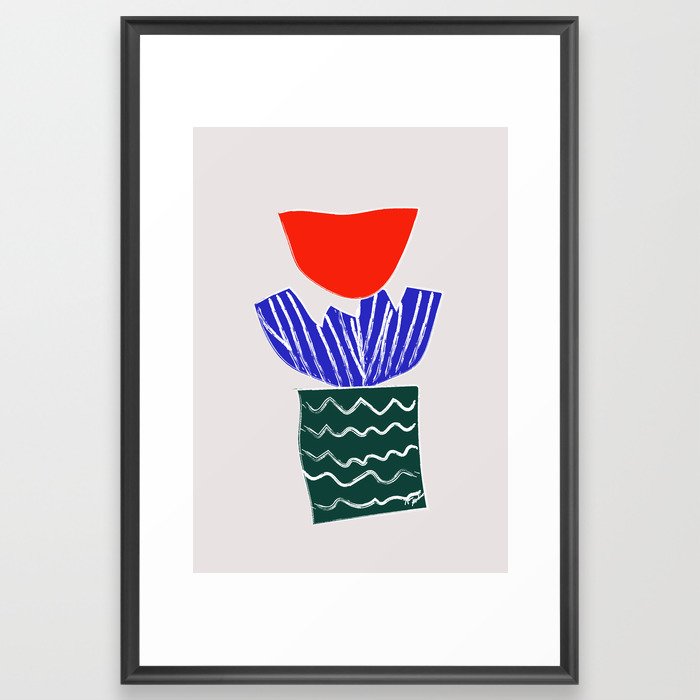 The Green Pot Flower Framed Art Print