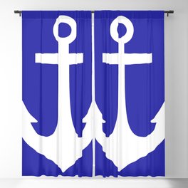 Anchor (White & Navy Blue) Blackout Curtain