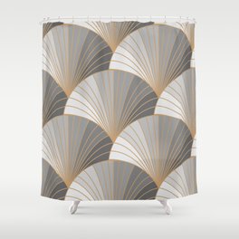 Grey elements with gold outline. seamless pattern. Art deco style. Vintage wallpaper. Shower Curtain