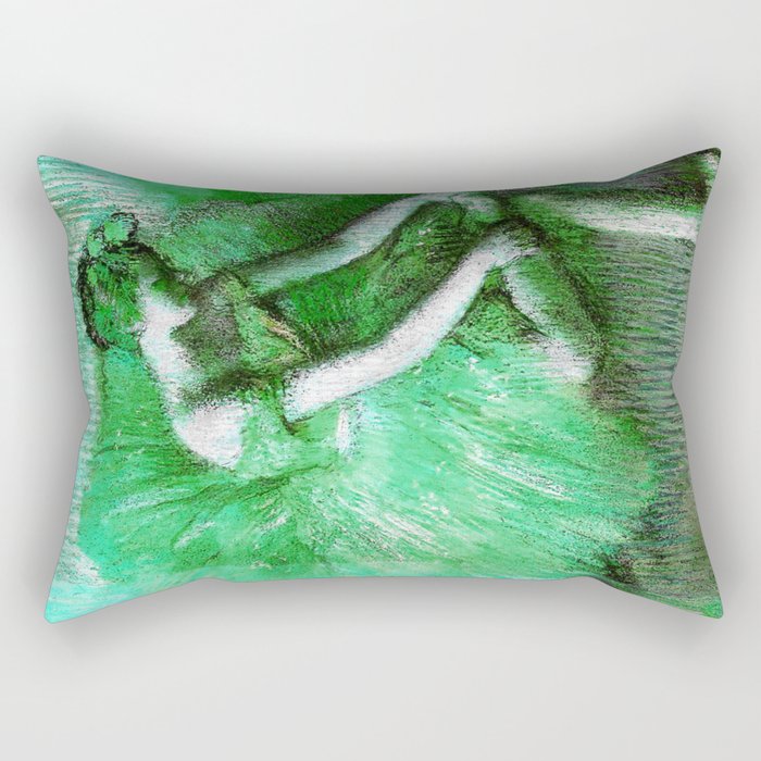 The Dancer by Edgar Degas Green Rectangular Pillow