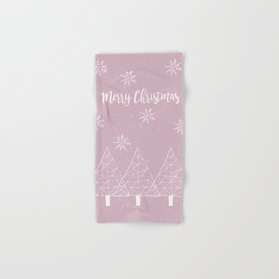 Merry Christmas Pink Hand & Bath Towel