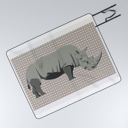 rhinoceros on colored background Picnic Blanket