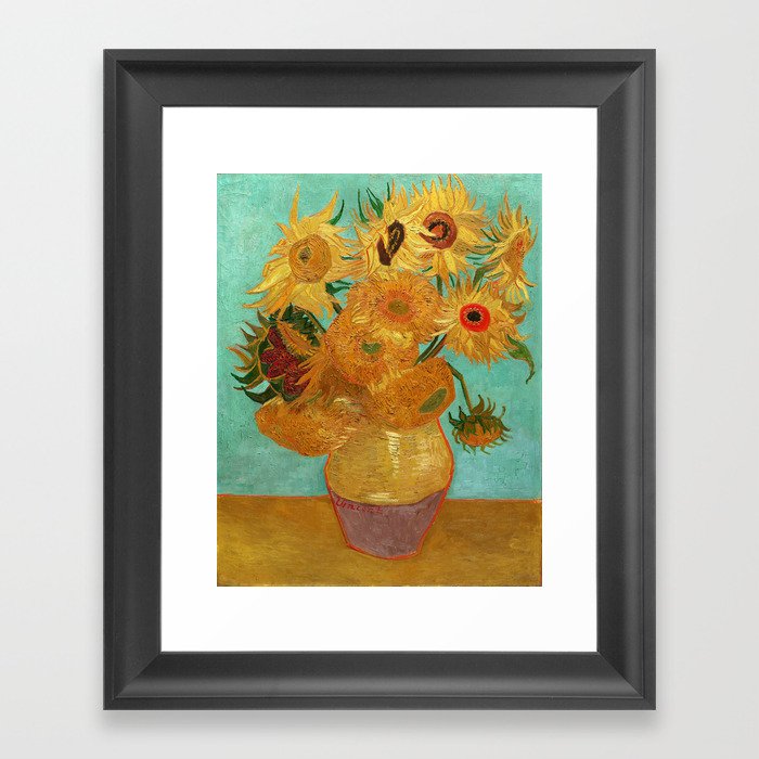 Vincent Van Gogh Twelve Sunflowers In A Vase Framed Art Print By