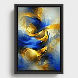 Blue and gold original abstract digital artwork Framed Canvas