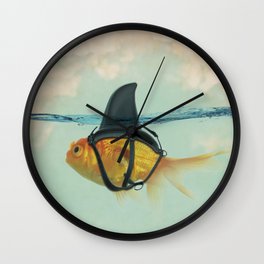 Brilliant DISGUISE - Goldfish with a Shark Fin Wall Clock | Aqua, Nature, Animal, Goldfish, Orange, Teal, Graphicdesign, Digital, Fin, Curated 