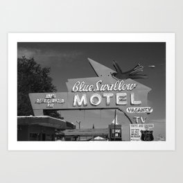Route 66 - Blue Swallow Motel 2008 BW Art Print