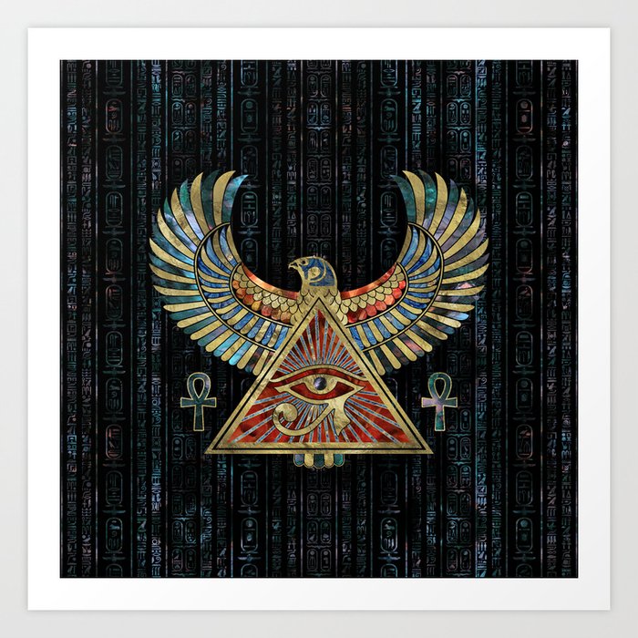Eye of Horus - Wadjet  Gemstone and Gold Art Print