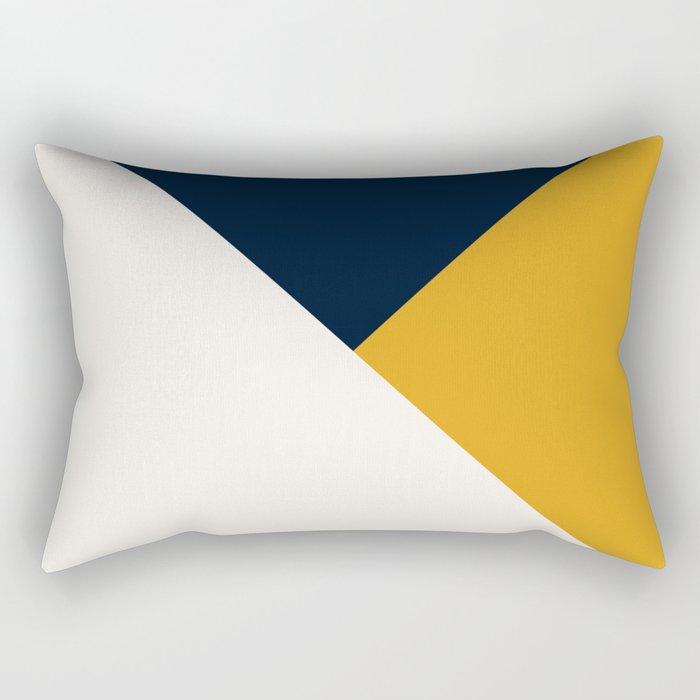 Tricolor Geometry Navy Yellow Rectangular Pillow