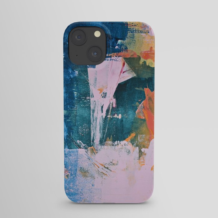 The Sword in the Stone: a vibrant abstract painting in blues pink and yellow by Alyssa Hamilton Art  iPhone Case