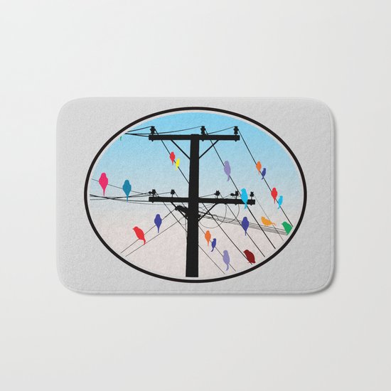 birds blue Bath Mat