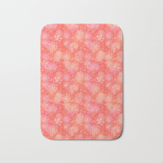 Floral pattern salmon Bath Mat