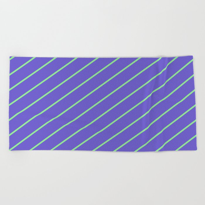 Light Green and Slate Blue Colored Lines/Stripes Pattern Beach Towel