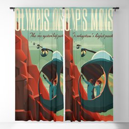 Mars Retro Space Travel Poster Blackout Curtain