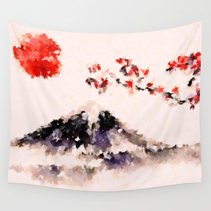 Sakura Fuji Wall Tapestry