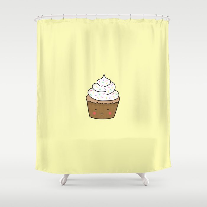 Kawaii Cupcake with Sprinkles Shower Curtain