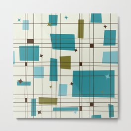 Mid-Century Modern (teal) Metal Print | Retro, Abstract, Pattern, Graphicdesign, Popart, Vector, Curated, Vintage, Digital, Star 