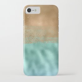 Turquoise And Gold Metal Glamour Texture iPhone Case