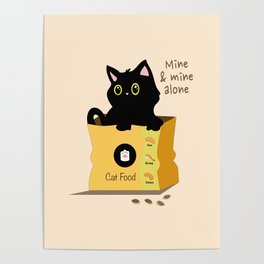 Cat Illustration - Funny Cat - Sneaky Cat - Cat Stolen Food   Poster
